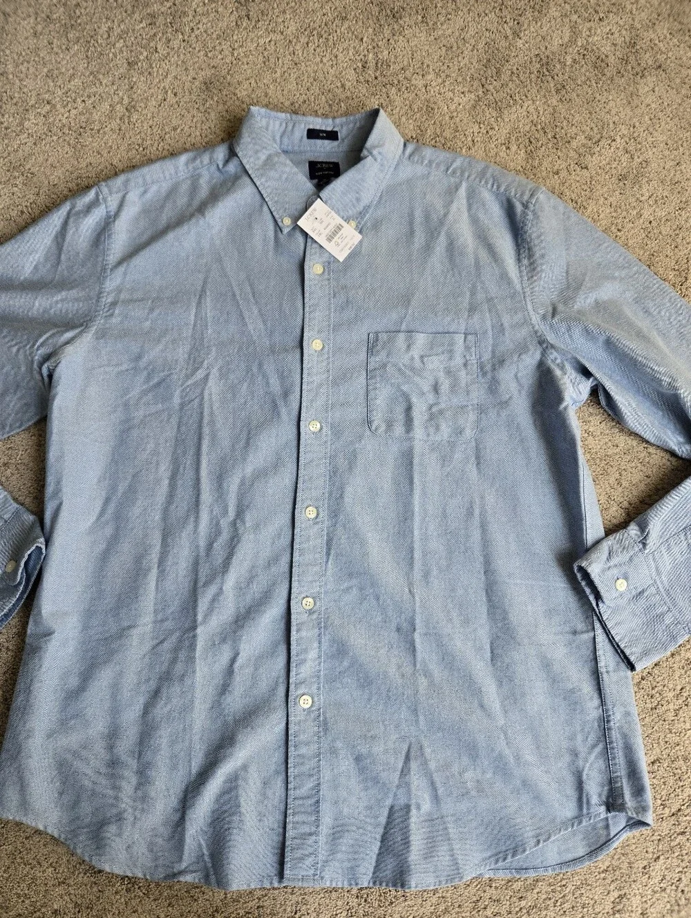 J.Crew Light Blue Men’s Button-Down Fkex Oxford Shirt Slim XL